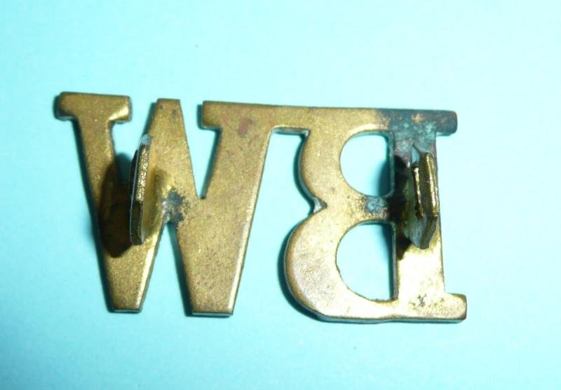 BW Barrack Warden Large Brass Cap Badge, Collar Badge & Shoulder Title