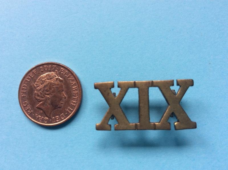 Indian Army - XIX 19th Punjabis Officer's Brass Shoulder Title