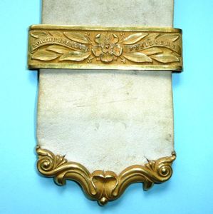 Northumberland Fusiliers Colour Belt Fire Gilt Ornaments On original White Leather Belt End