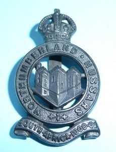 Northumberland Hussars Officers OSD Bronzed Cap Badge, King's Crown, Gaunt