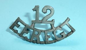 Indian Army - 12th Frontier Force Regiment White Metal Shoulder Title
