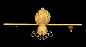 Royal Engineers Ubique Grenade 1969 gold regimental brooch Garrard & Co London