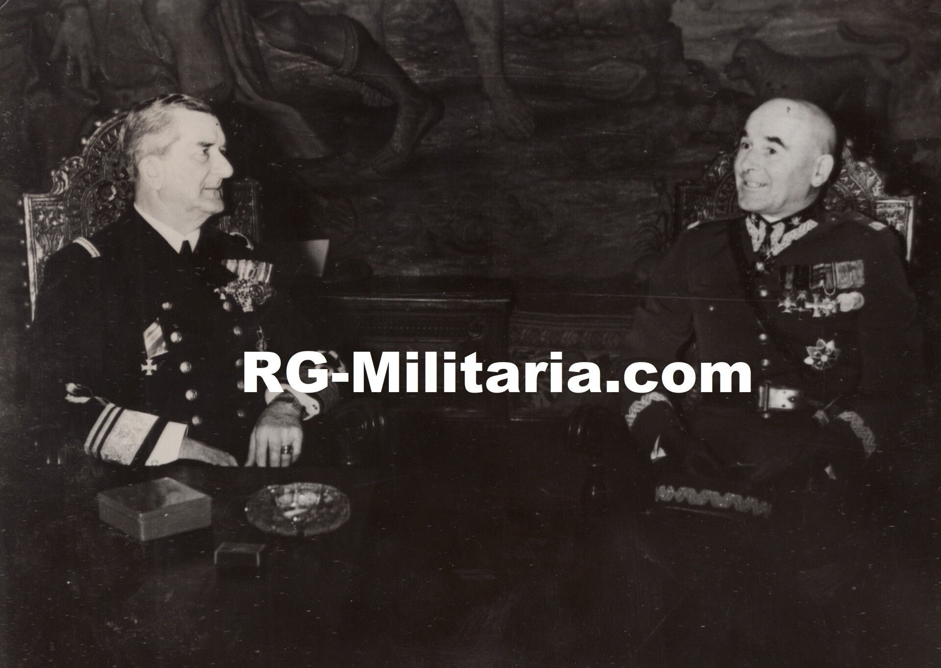 Original WW2 French Press Photo - Hungarian president Miklós Horthy with Polish politician Edward Rydz-Śmigły (1938)