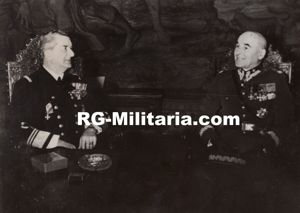 Original WW2 French Press Photo - Hungarian president Miklós Horthy with Polish politician Edward Rydz-Śmigły (1938)