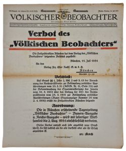 Original WW2 German Poster - Newspaper Volkischer Beobachter forbidden, 14th of July (1931)