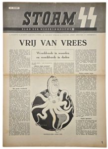 Original WW2 Dutch Waffen SS Newspaper - Storm SS 1st Year No. 21, Antisemitic cover (1941)