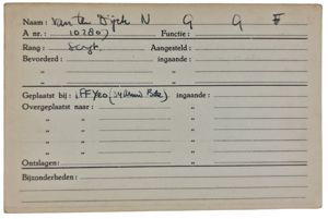 Original WW2 Allied Document - Registration card Dutch interpreter in Allied service (1945)