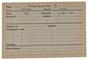Original WW2 Allied Document - Registration card Dutch interpreter in Allied service, Amsterdam (1945)