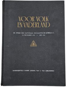 Original WW2 Dutch Collaboration NSB Book - Voor Volk en Vaderland, rare black leather edition (1941)