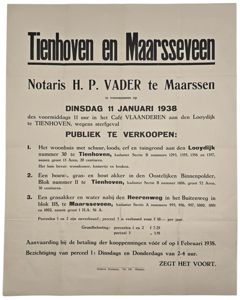 Original Dutch Poster - Sale of property in Tienhoven and Maarsseveen (1938)