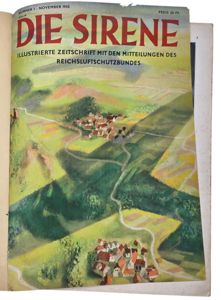 Original WW2 German RLB Magazine - Reichsluftschutzbund, Die Sirene bound year (1933 1934)