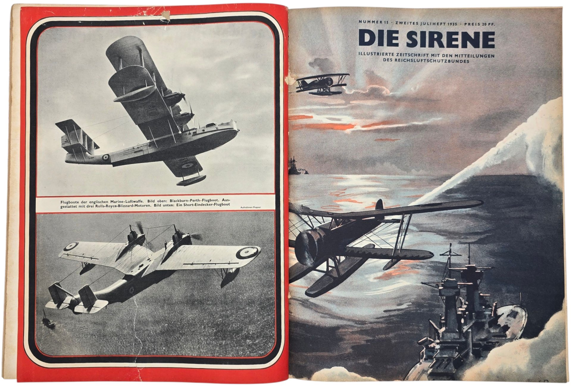 Original WW2 German RLB Magazine - Reichsluftschutzbund, Die Sirene bound year (1935) — image 13