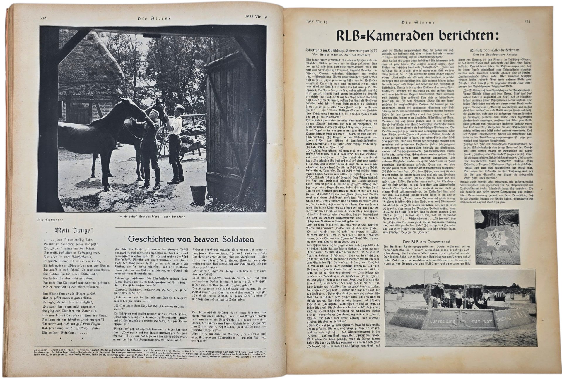 Original WW2 German RLB Magazine - Reichsluftschutzbund, Die Sirene bound year (1935) — image 14