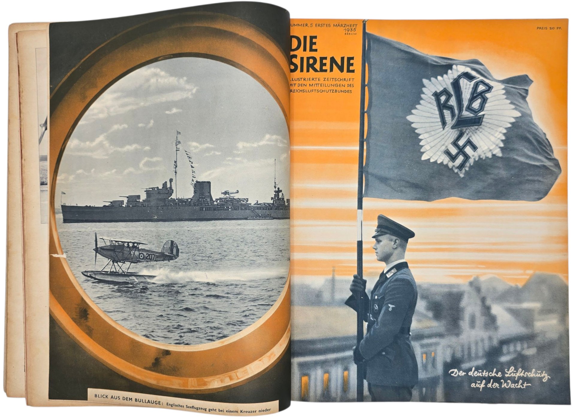 Original WW2 German RLB Magazine - Reichsluftschutzbund, Die Sirene bound year (1935) — image 8