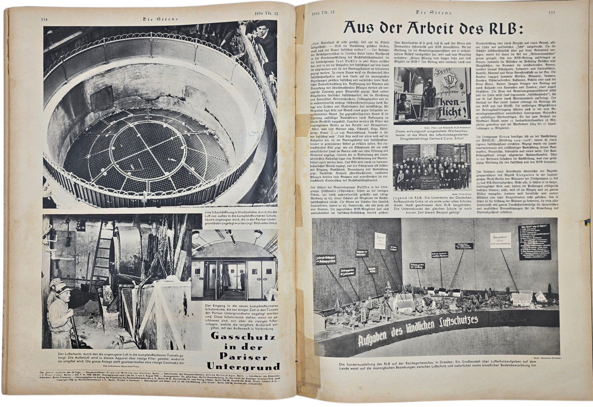 Original WW2 German RLB Magazine - Reichsluftschutzbund, Die Sirene bound year (1936) — image 10