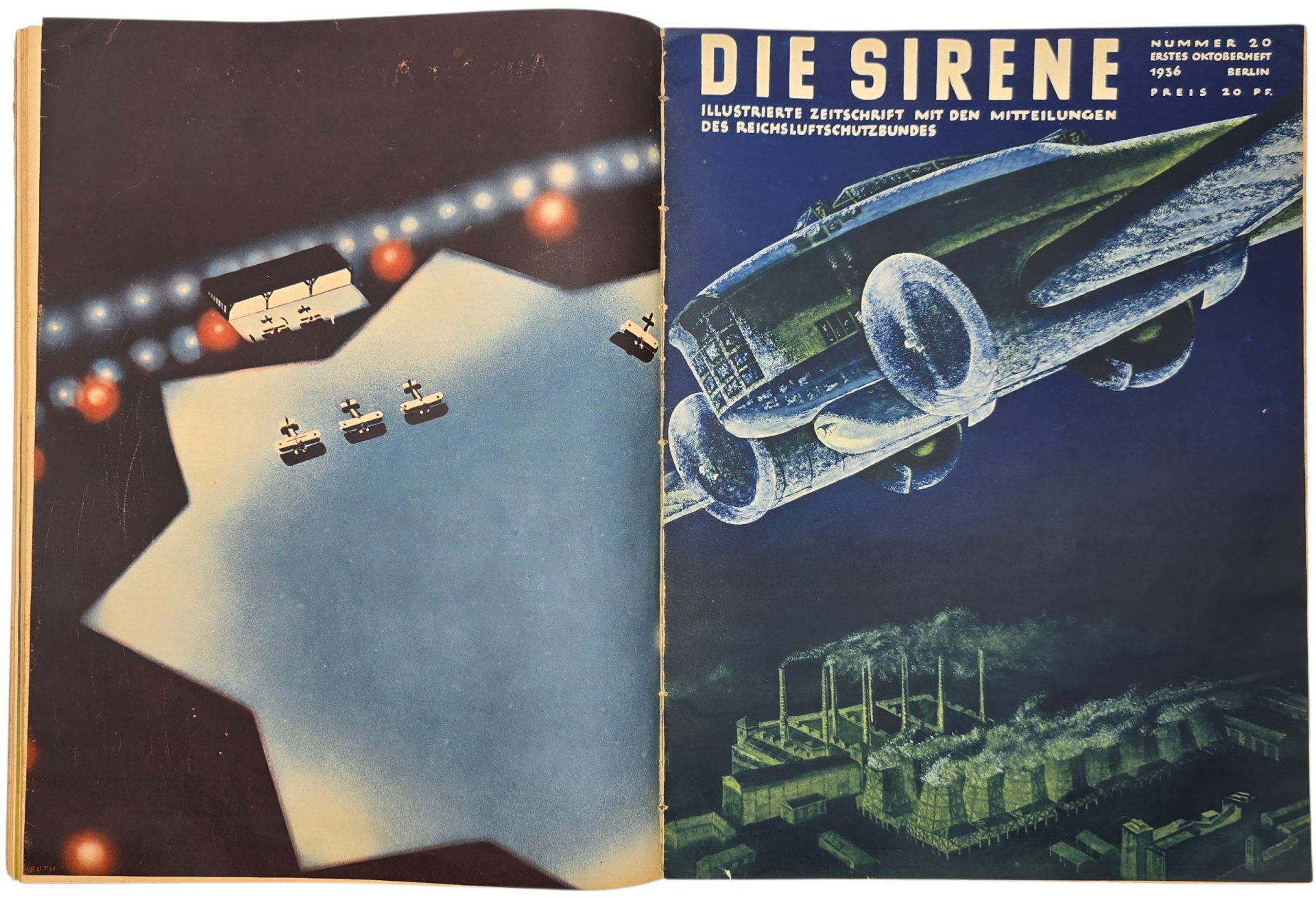 Original WW2 German RLB Magazine - Reichsluftschutzbund, Die Sirene bound year (1936) — image 13