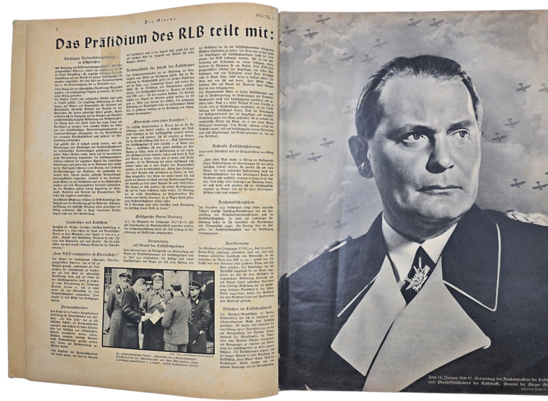 Original WW2 German RLB Magazine - Reichsluftschutzbund, Die Sirene bound year (1936) — image 3