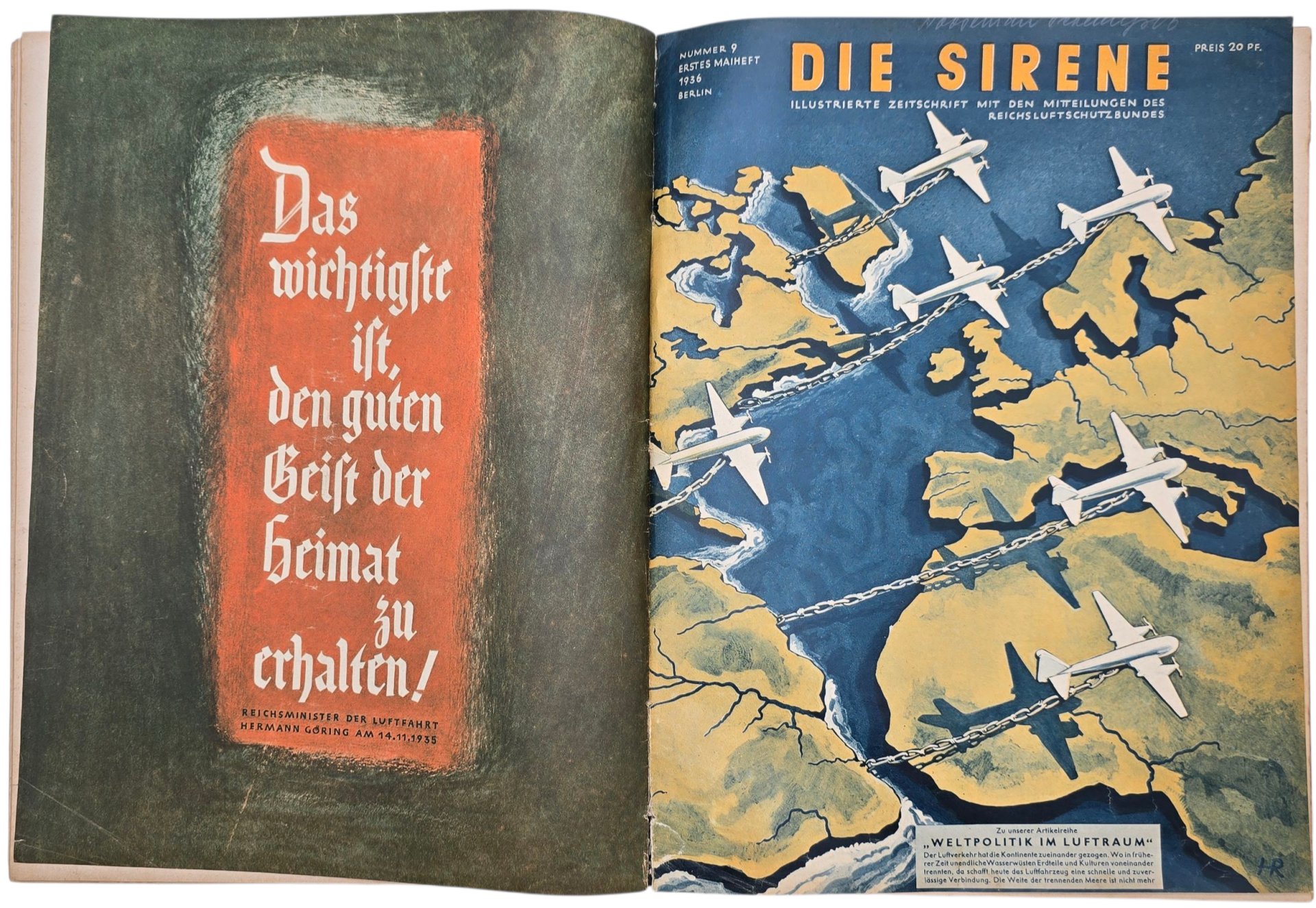 Original WW2 German RLB Magazine - Reichsluftschutzbund, Die Sirene bound year (1936) — image 8