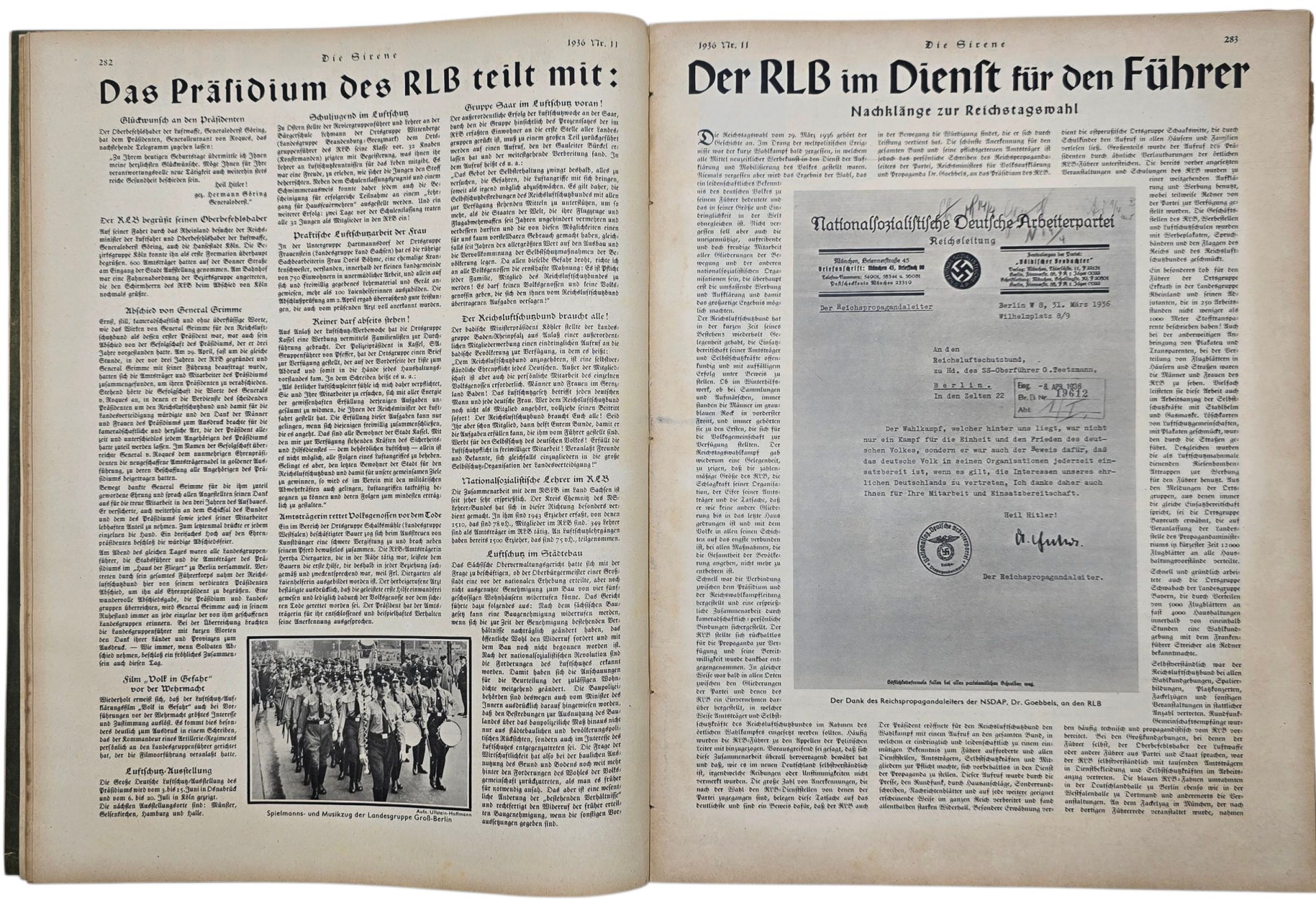 Original WW2 German RLB Magazine - Reichsluftschutzbund, Die Sirene bound year (1936) — image 9
