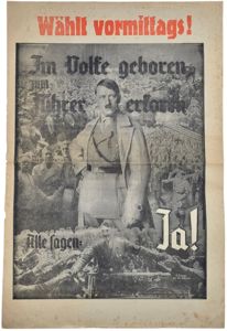 Original WW2 German NSDAP Document - Volksabstimmung Austria, Wählt vormittags! Alle sagen Ja! (1938)