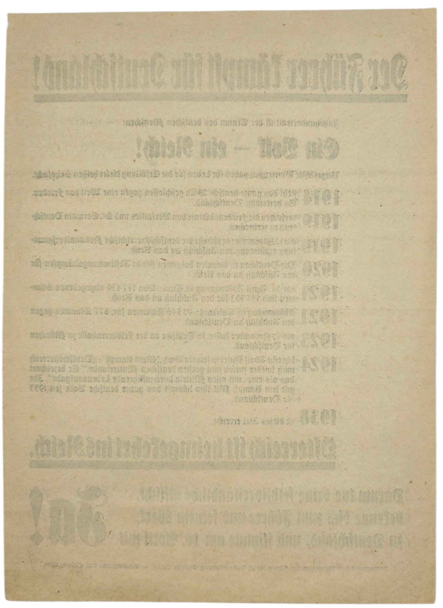 Original WW2 German NSDAP Document - Der Führer kämpft für Deutschland! Austrian propaganda flyer (1938) — image 2