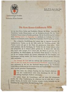 Original WW2 German Document - Die Rote Kreuz Geldlotterie, Berlin (1936)