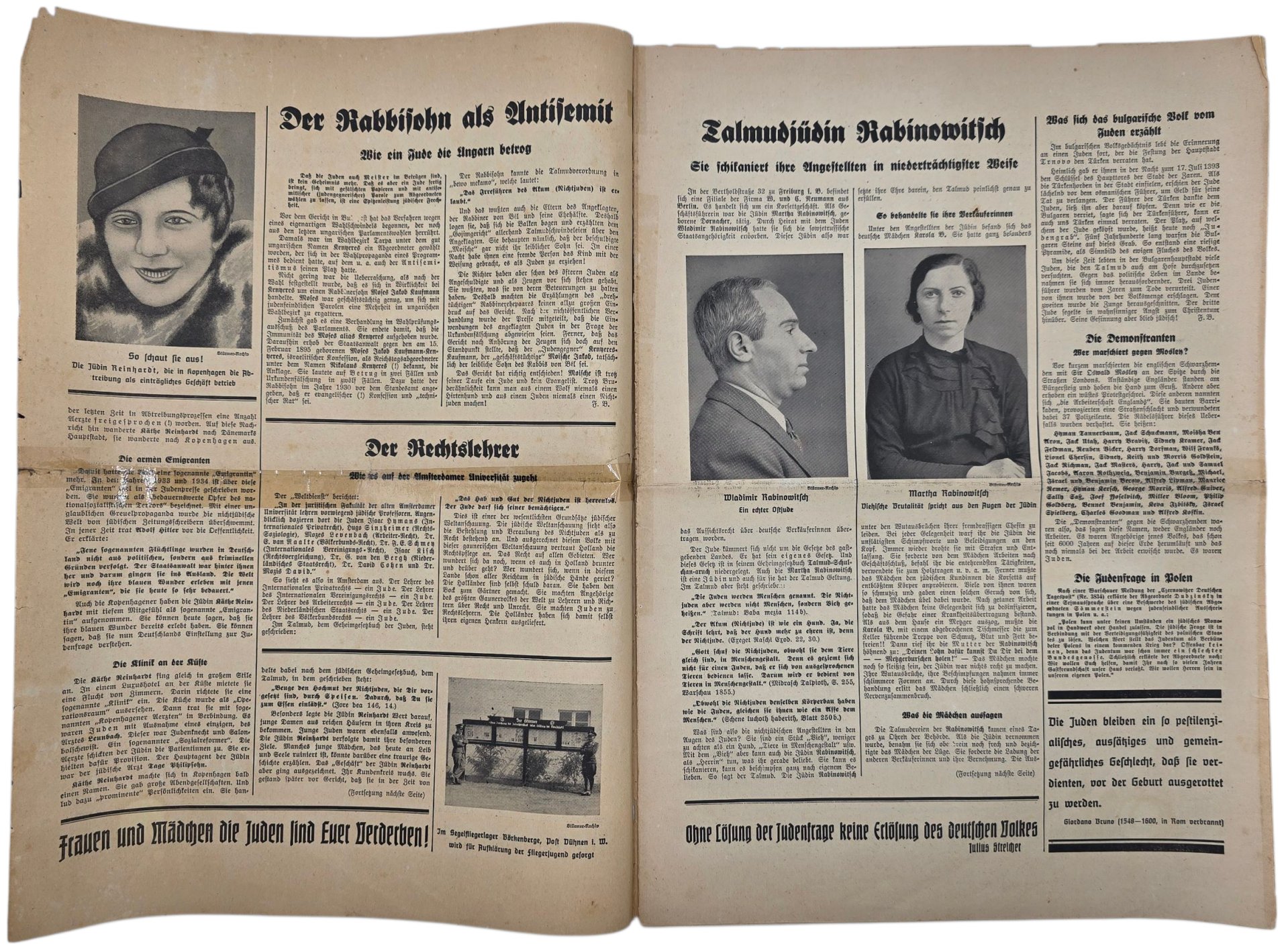Original German Antisemitic Newspaper - Der Stürmer, Julius Streicher, 15th year No. 5 (1937) — image 2