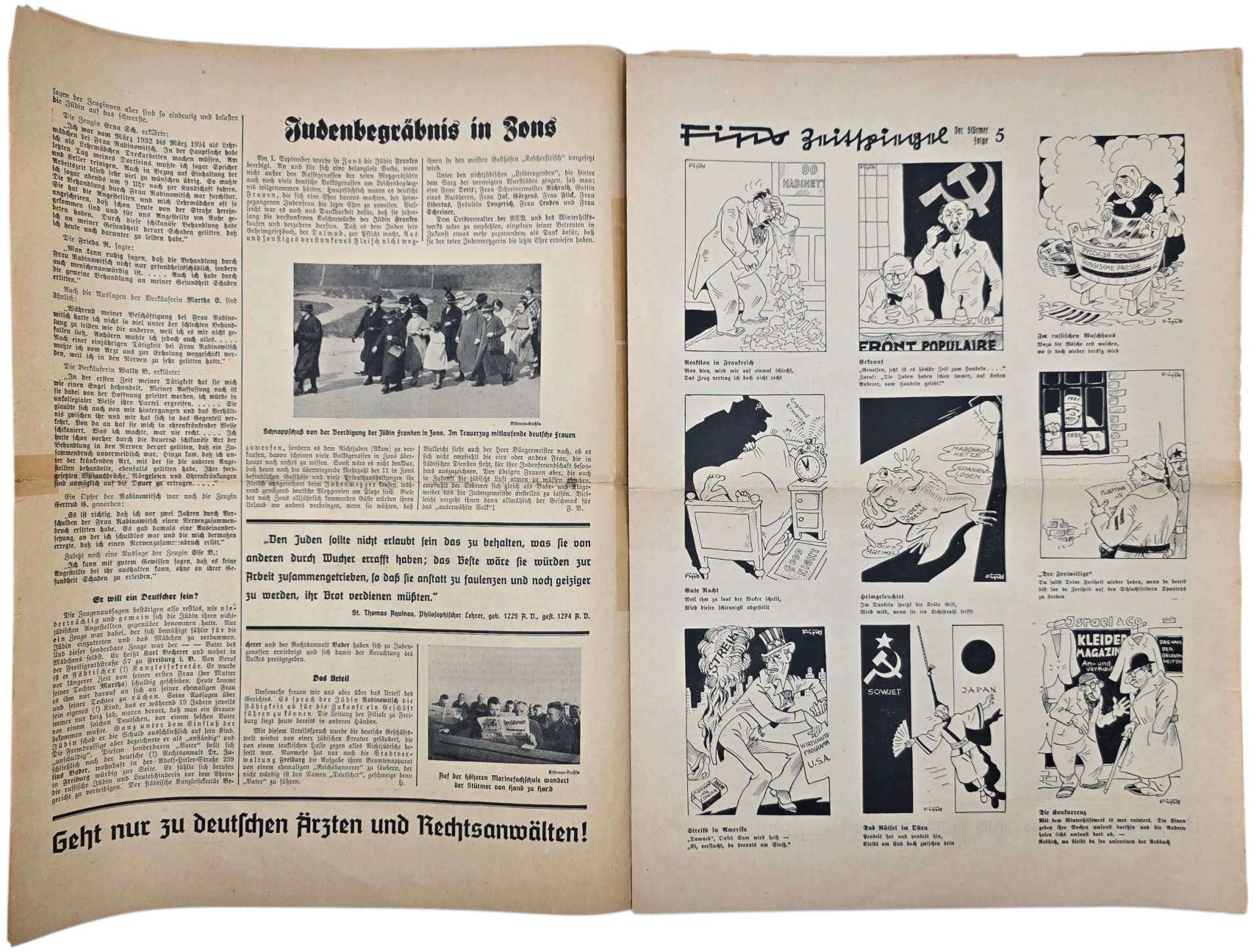 Original German Antisemitic Newspaper - Der Stürmer, Julius Streicher, 15th year No. 5 (1937) — image 3