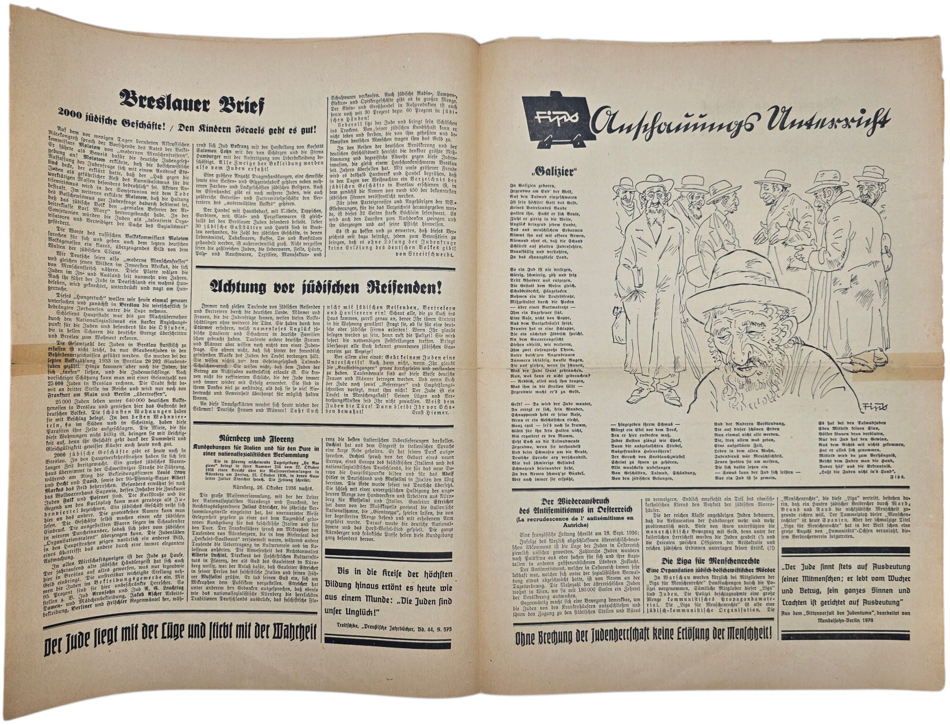Original German Antisemitic Newspaper - Der Stürmer, Julius Streicher, 15th year No. 5 (1937) — image 4