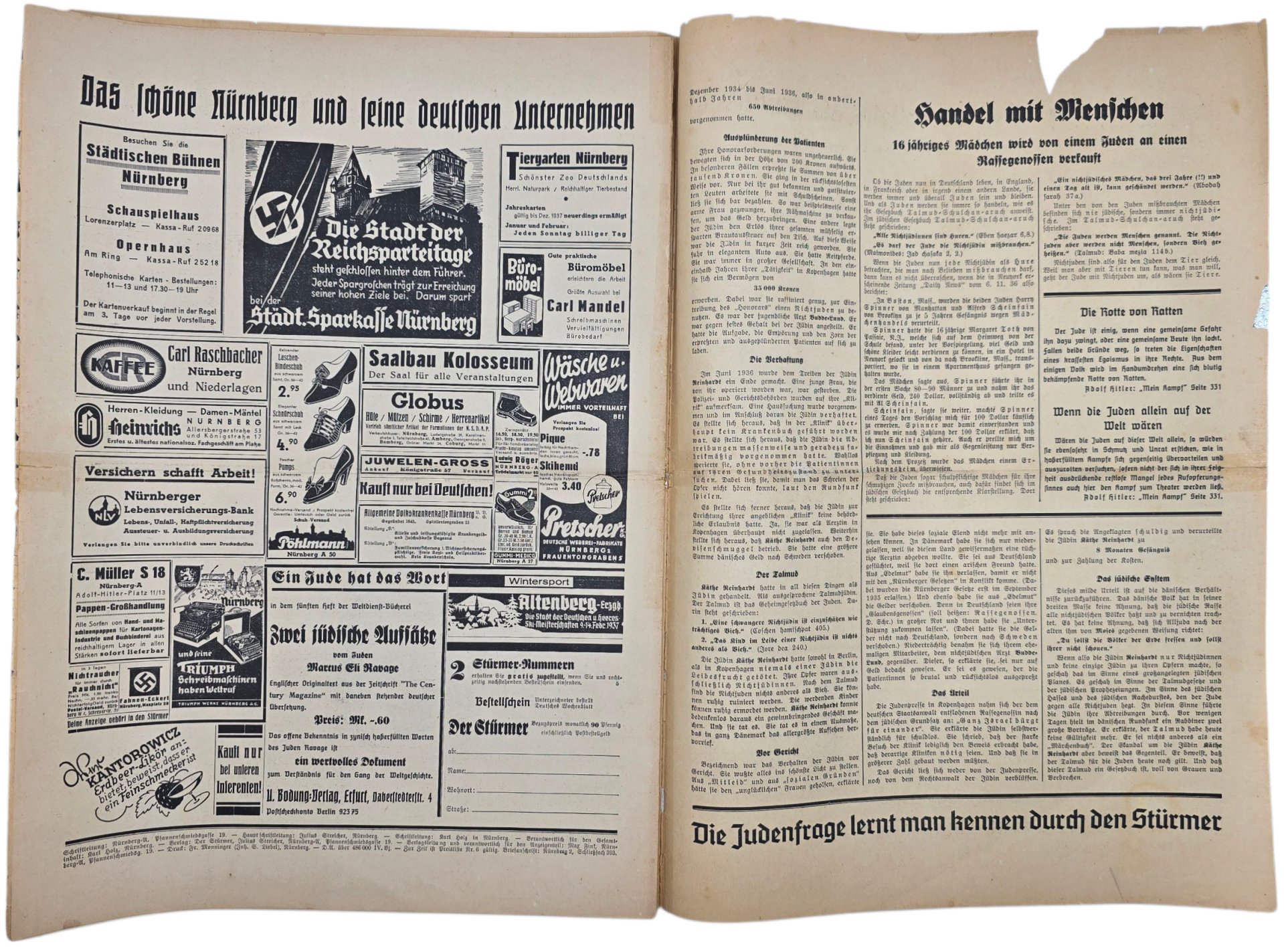 Original German Antisemitic Newspaper - Der Stürmer, Julius Streicher, 15th year No. 5 (1937) — image 5