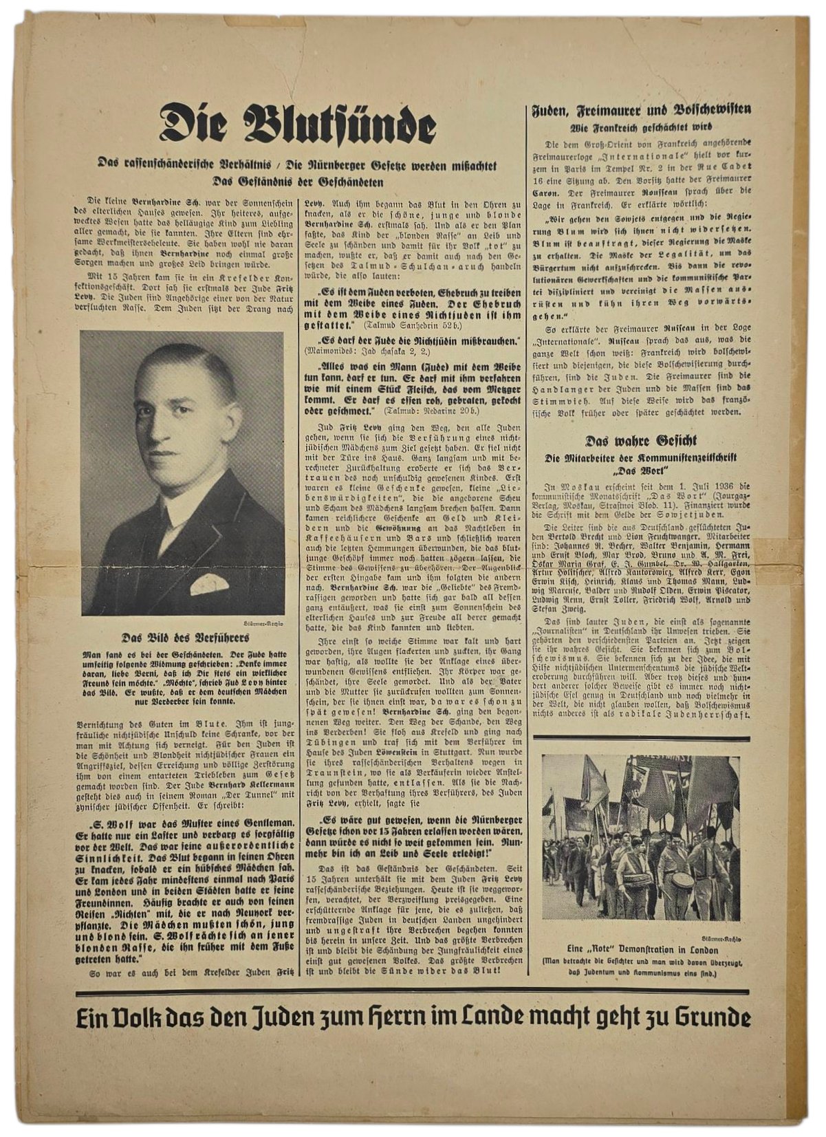Original German Antisemitic Newspaper - Der Stürmer, Julius Streicher, 15th year No. 5 (1937) — image 6