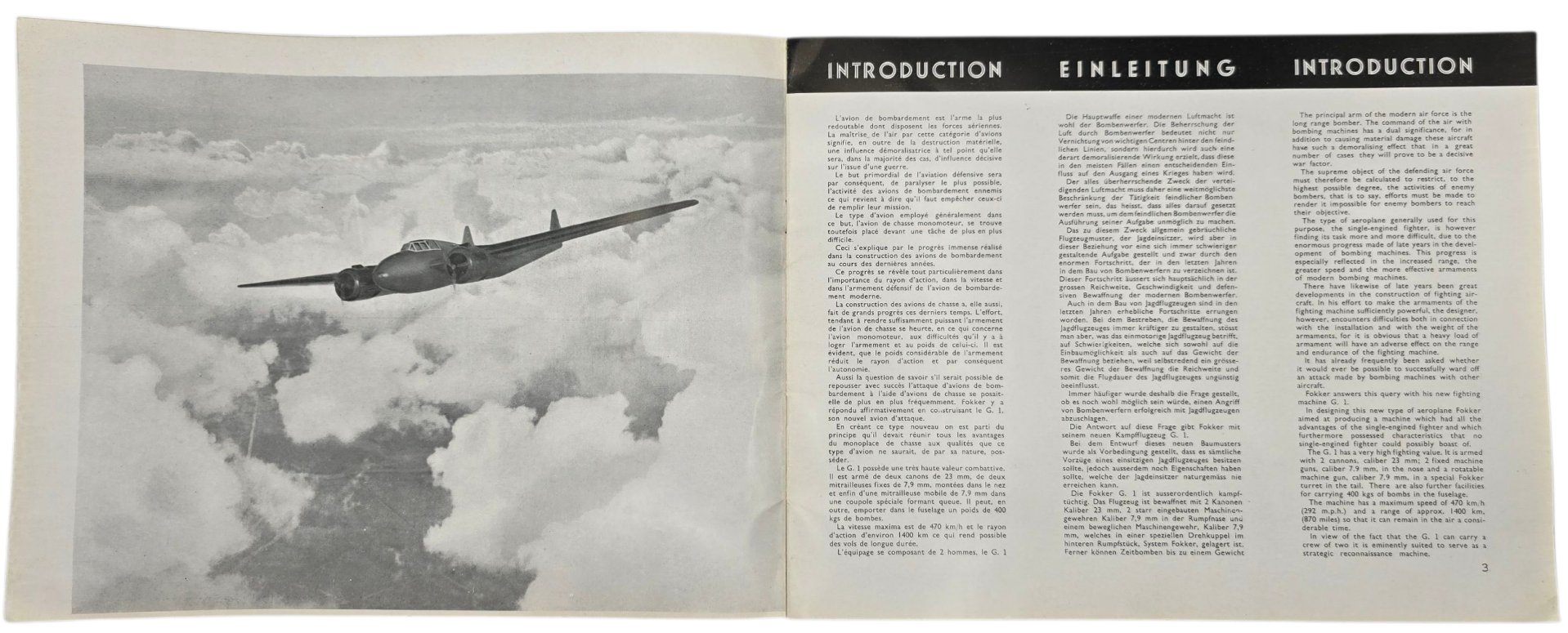 Original WW2 Dutch Brochure - Fokker G1 Le Faucheur airplane information brochure (1936) — image 3