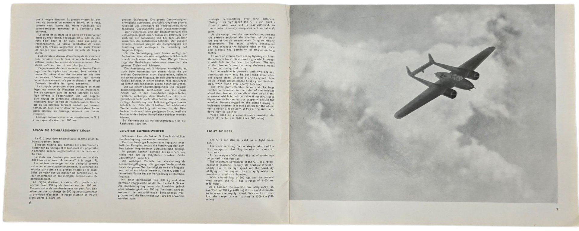 Original WW2 Dutch Brochure - Fokker G1 Le Faucheur airplane information brochure (1936) — image 4