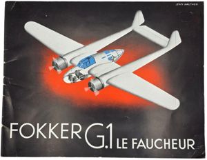 Original WW2 Dutch Brochure - Fokker G1 Le Faucheur airplane information brochure (1936)