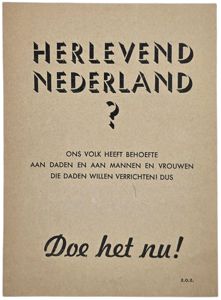 Original WW2 Dutch Collaboration NSB Document - Herlevend Nederland Groningen flyer (1943)