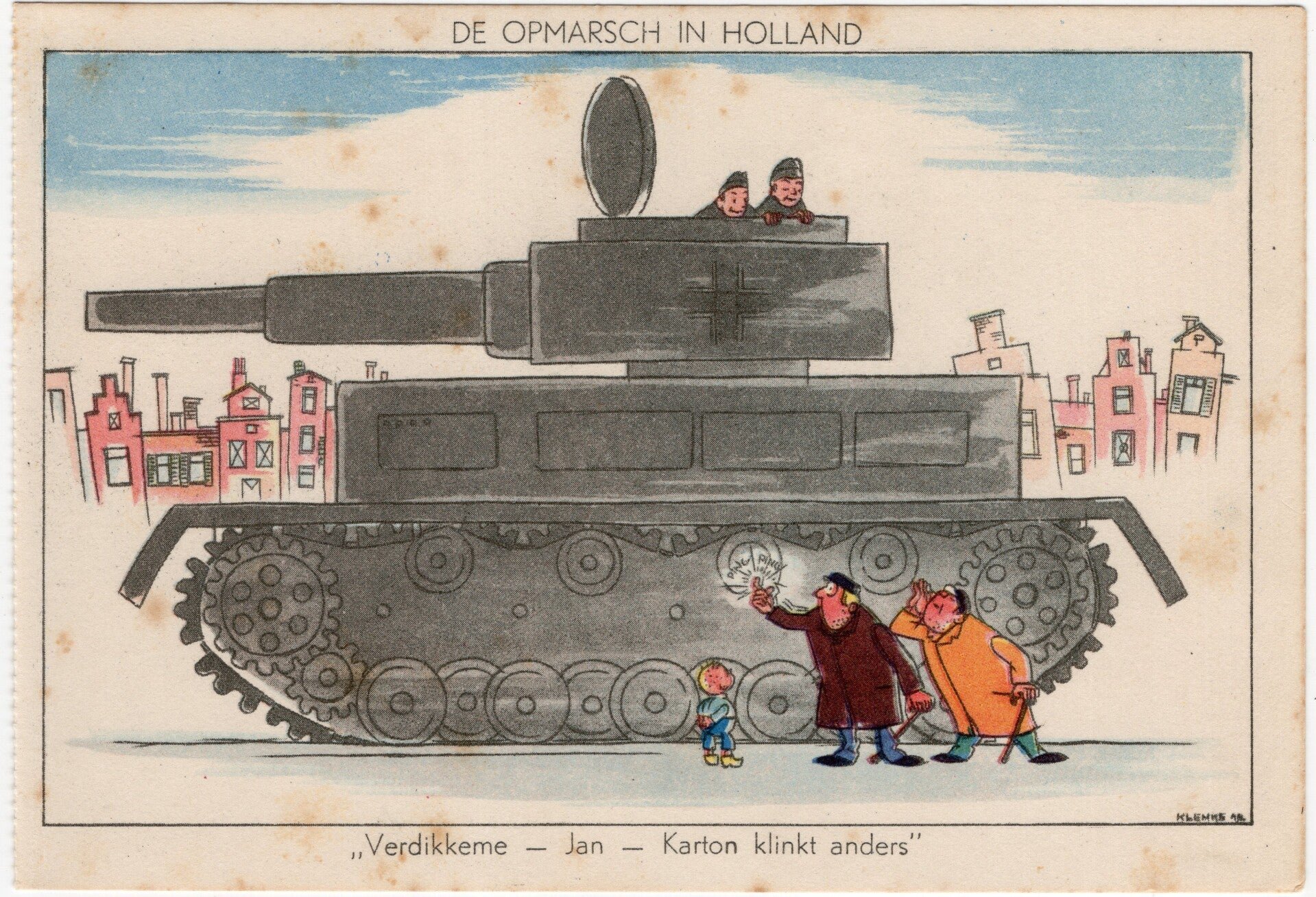 Original WW2 Dutch Collaboration NSB Postcard - ''De opmarsch in Holland'' (1942)
