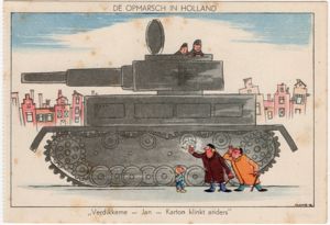 Original WW2 Dutch Collaboration NSB Postcard - ''De opmarsch in Holland'' (1942)