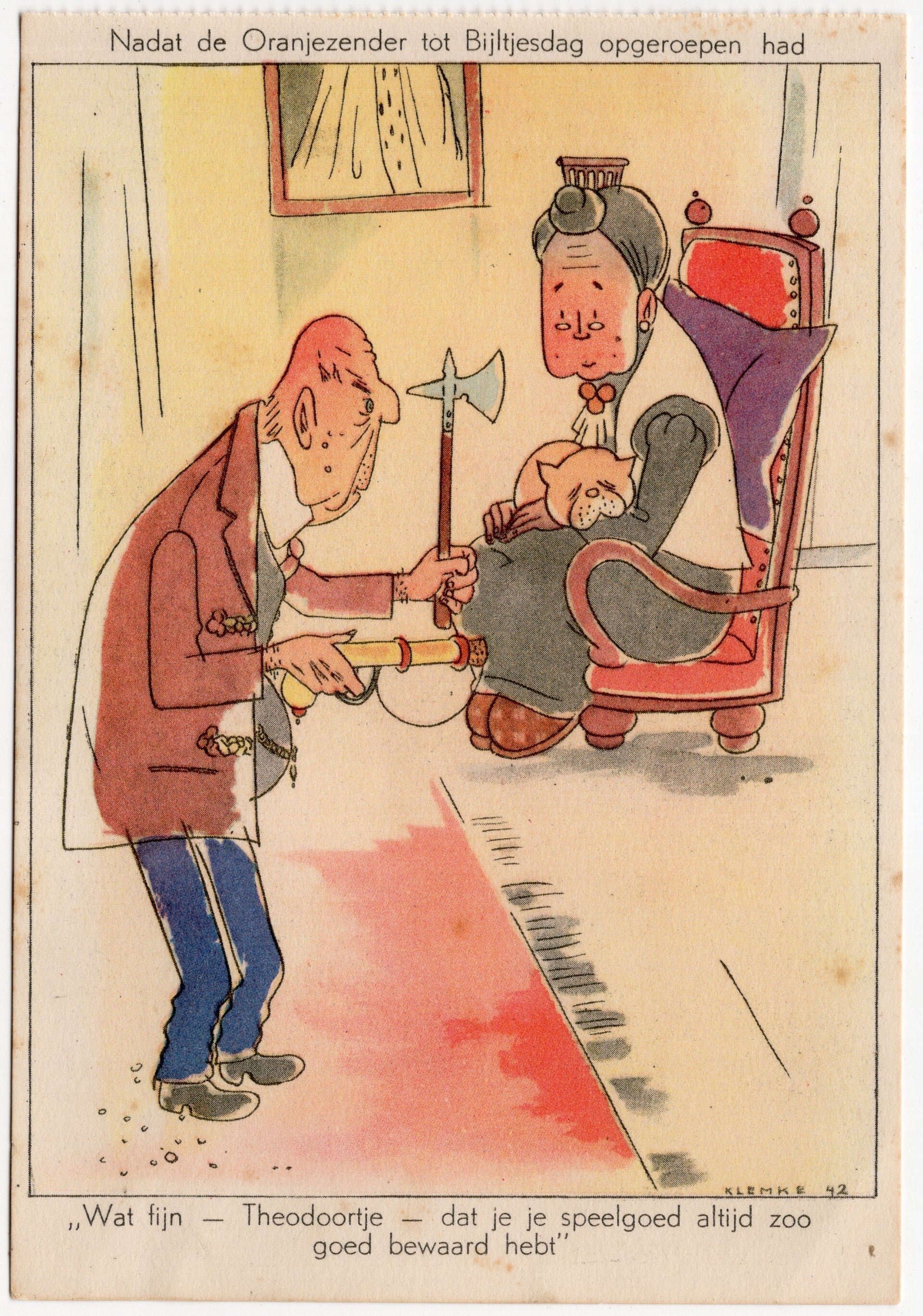 Original WW2 Dutch Collaboration NSB Postcard - ''Nadat de Oranjezender tot Bijltjesdag opgeroepen had'' (1942)