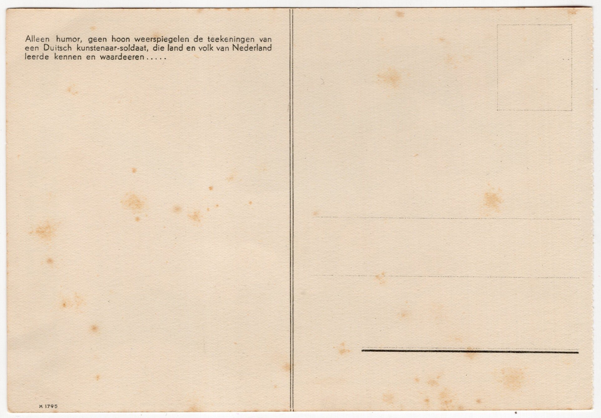 Original WW2 Dutch Collaboration NSB Postcard - ''Nadat de Oranjezender tot Bijltjesdag opgeroepen had'' (1942) — image 2