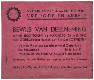 Original WW2 Dutch Collaboration NAF Document - Nederlandsch Arbeidsfront Gorkum Slot Loevestein gathering (1942)