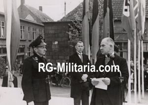 Original WW2 Dutch Collaboration NSB Press Photo - Installation of the NSB major of Boxtel, René Thomaes (1941)