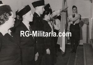 Original WW2 Dutch Collaboration NSB Press Photo - NJS Jeugdstorm children during a ceremony in the Hague (1941)