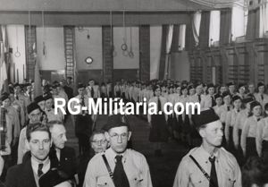 Original WW2 Dutch Collaboration NSB Press Photo - NJS Jeugdstorm children during a ceremony in the Hague (1941)