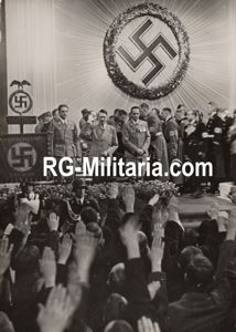 Original WW2 German Press Photo - Adolf Hitler with Konrad Henlein and Karl Hermann Frank, Sudetenland (1938)