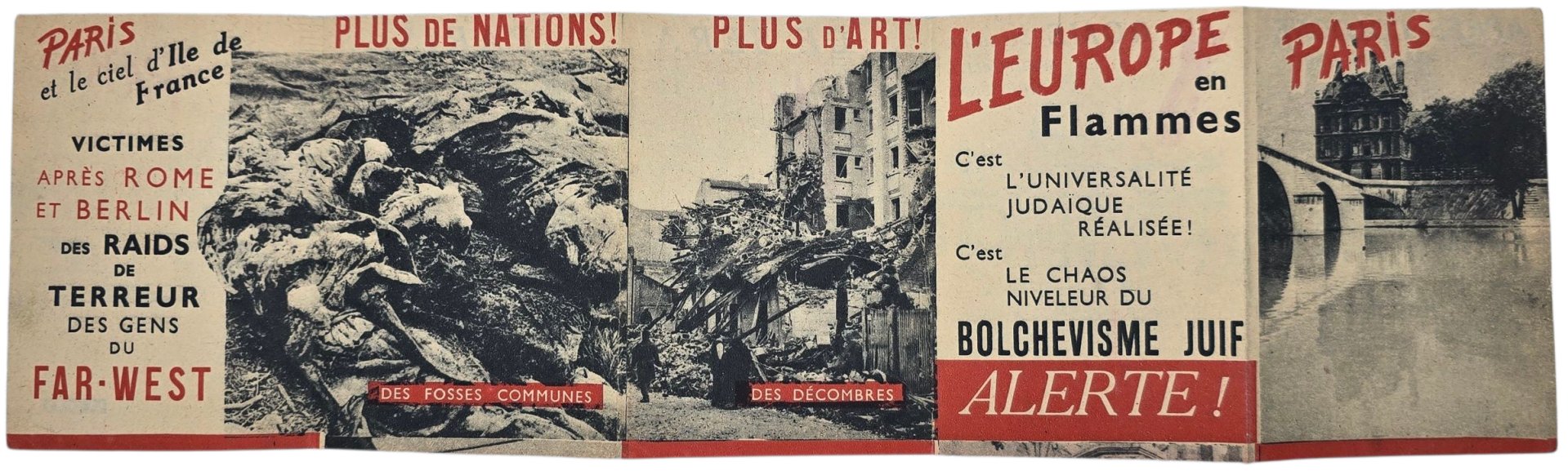 Original WW2 French Document - Anti-allied and anti-communist flyer about air raids — image 3