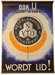Original WW2 Dutch Collaboration NVD Poster - Nederlandsche Volksdienst Wordt lid! (1942)
