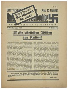 Original WW2 German Newspaper - Österreichischer Beobachter, 3th Year, 2nd October edition (1938)