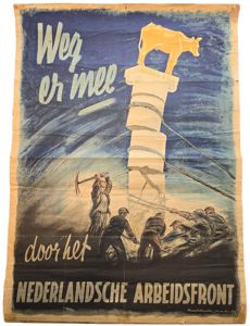 Original WW2 Dutch Collaboration NAF Poster - Weg er mee door het Nedrlandsche Arbeidsfront, Koekkoek (1942)