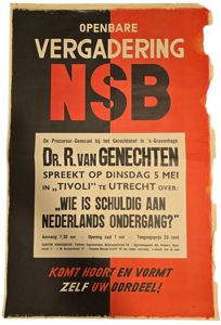 Original WW2 Dutch Collaboration NSB Poster - Public Gathering NSB Tivoli, Utrecht, R. van Genechten (1942)