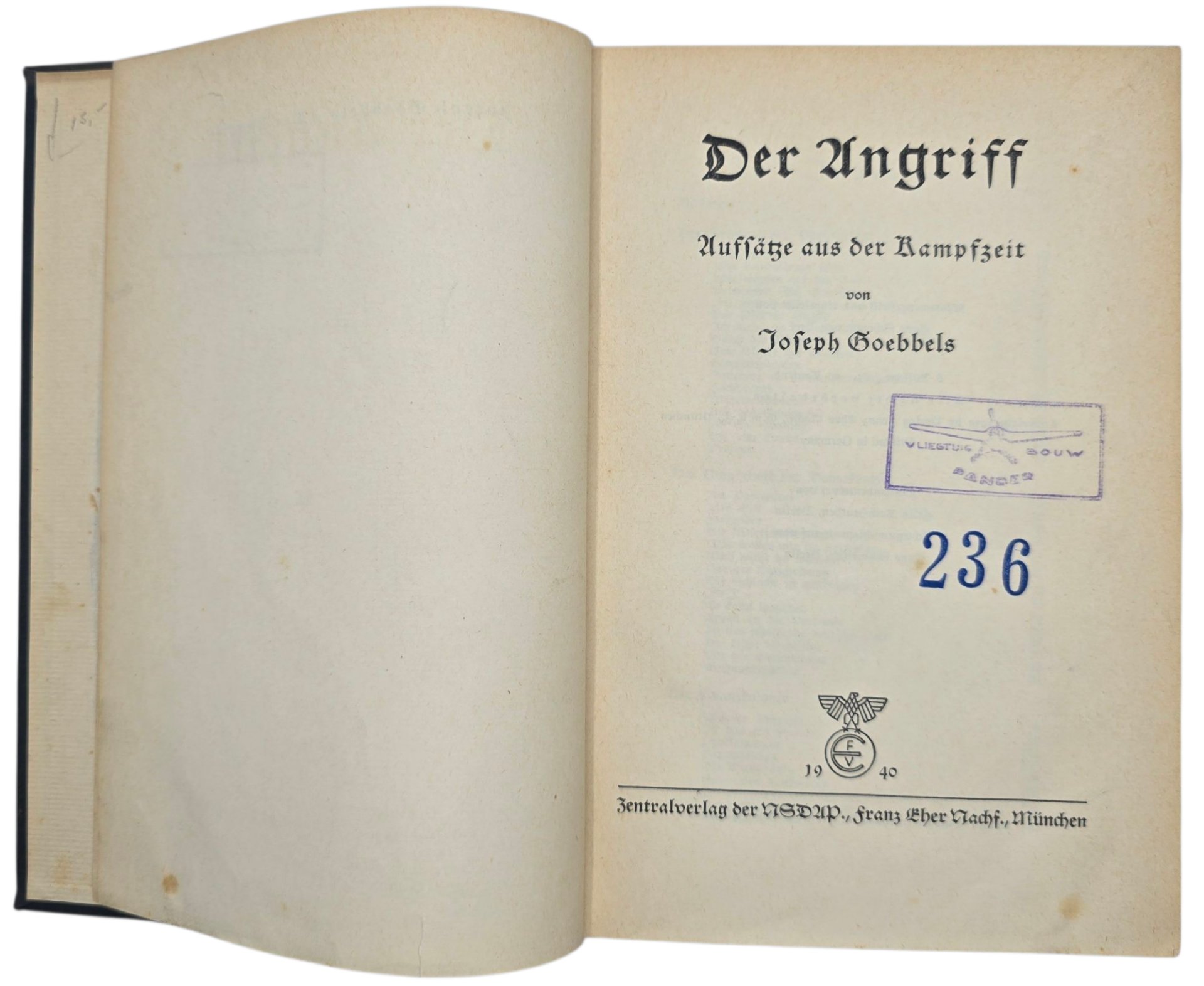 Original WW2 German Book - Der Angriff, Aufsätze aus der Kampfzeit, Joseph Goebbels (1939) — image 3